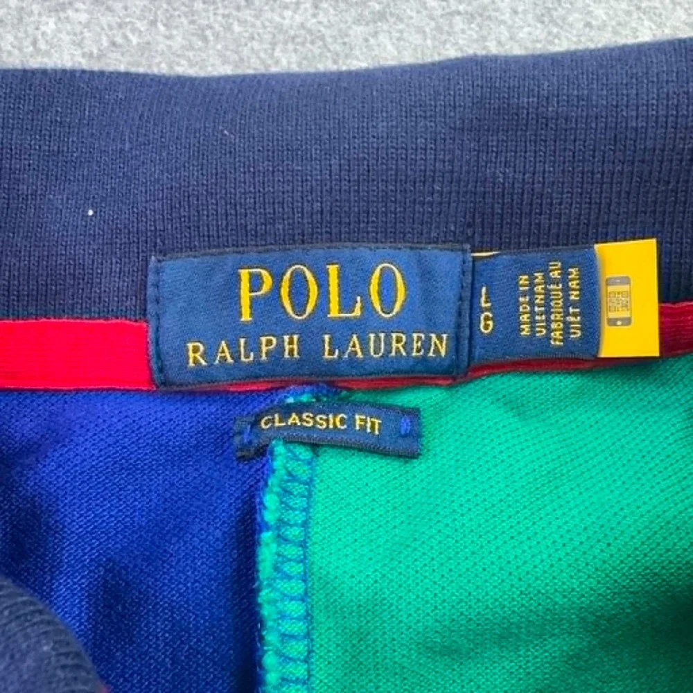 Polo Ralph Lauren Polo Shirt Mens Large Multi Color Block Big Pony Classic Fit